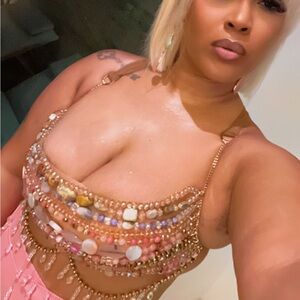 Beaded Pink Halter Top